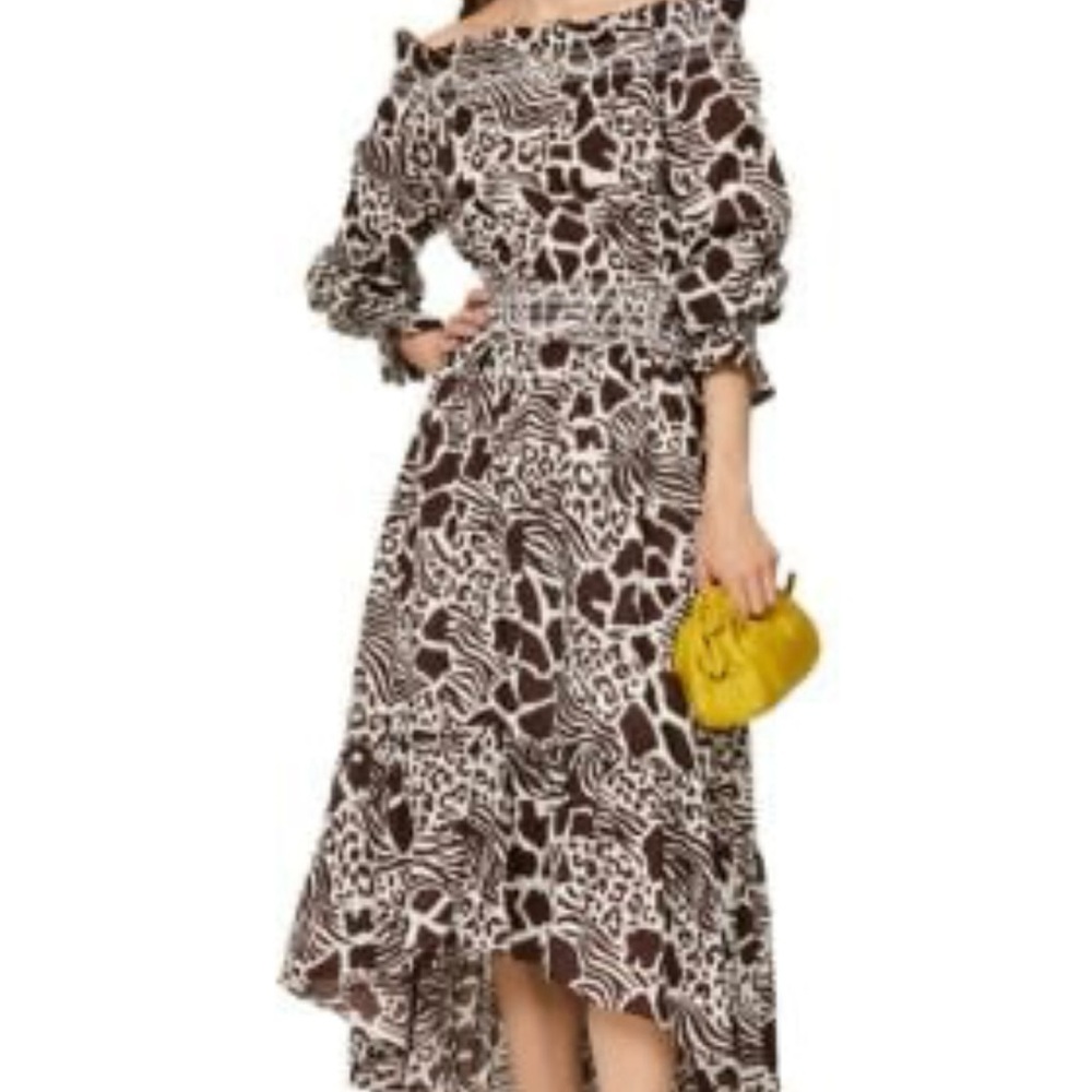 SIZE 4 Adam Lippes Black and White High-Low A-Line Dress